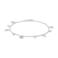 20.5cm Cubic Zirconia 9 Charm Bracelet in Sterling Silver Bracelets Bevilles 