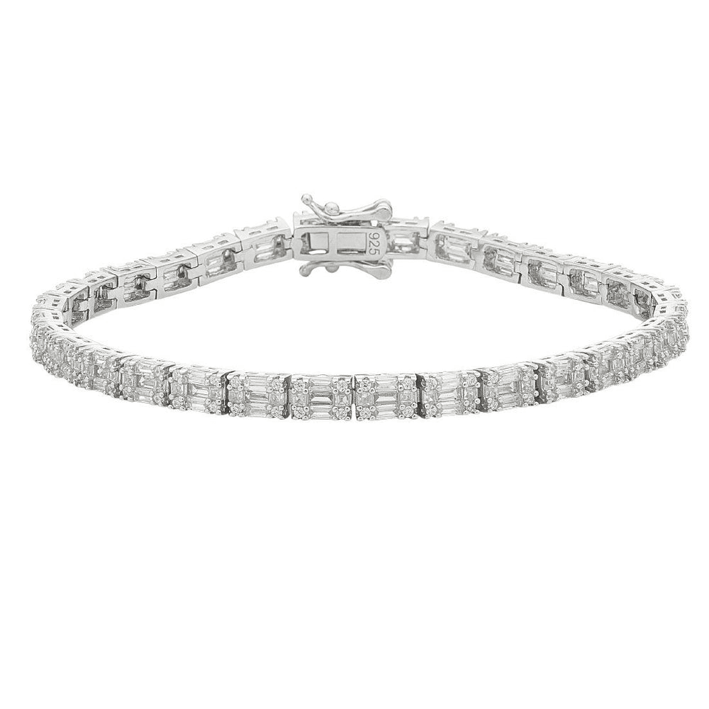 18cm Fancy Cubic Zirconia Tennis Bracelet in Sterling Silver Bracelets Bevilles 
