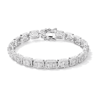 18cm Cubic Zirconia Baguette Halo Bracelet in Sterling Silver Bracelets Bevilles 