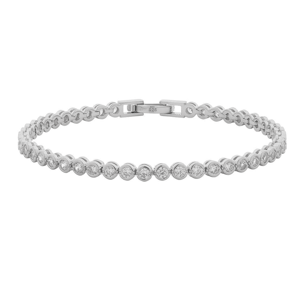 18cm 2.5mm Width Cubic Zirconia Bezel Set Tennis Bracelet in Sterling Silver Bracelets Bevilles 