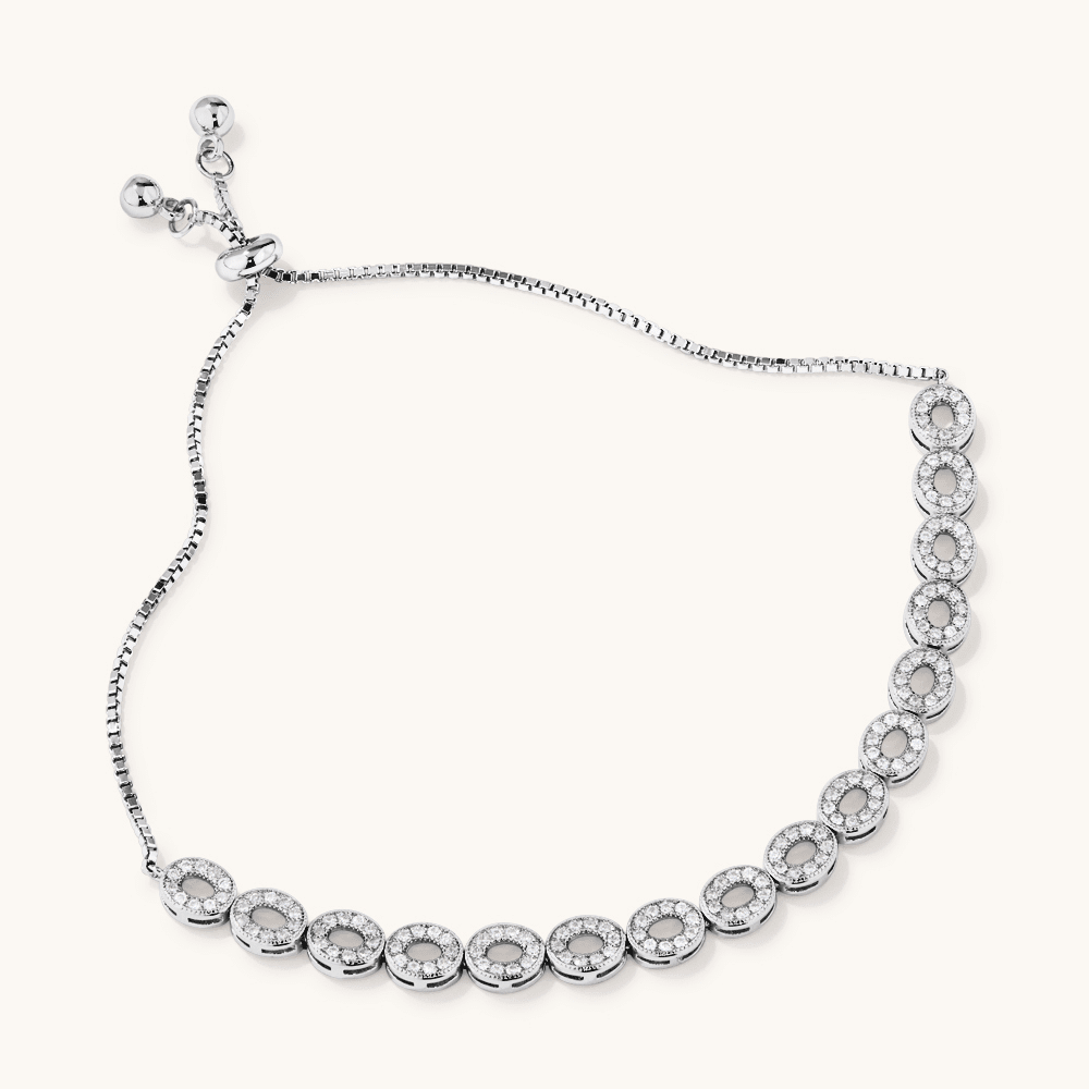 24cm Open Oval Cubic Zirconia Bolo Bracelet in Sterling Silver Bracelets Bevilles 
