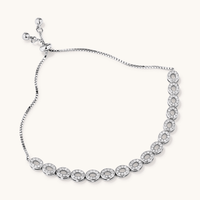24cm Open Oval Cubic Zirconia Bolo Bracelet in Sterling Silver Bracelets Bevilles 