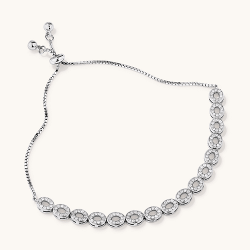 24cm Open Oval Cubic Zirconia Bolo Bracelet in Sterling Silver Bracelets Bevilles 