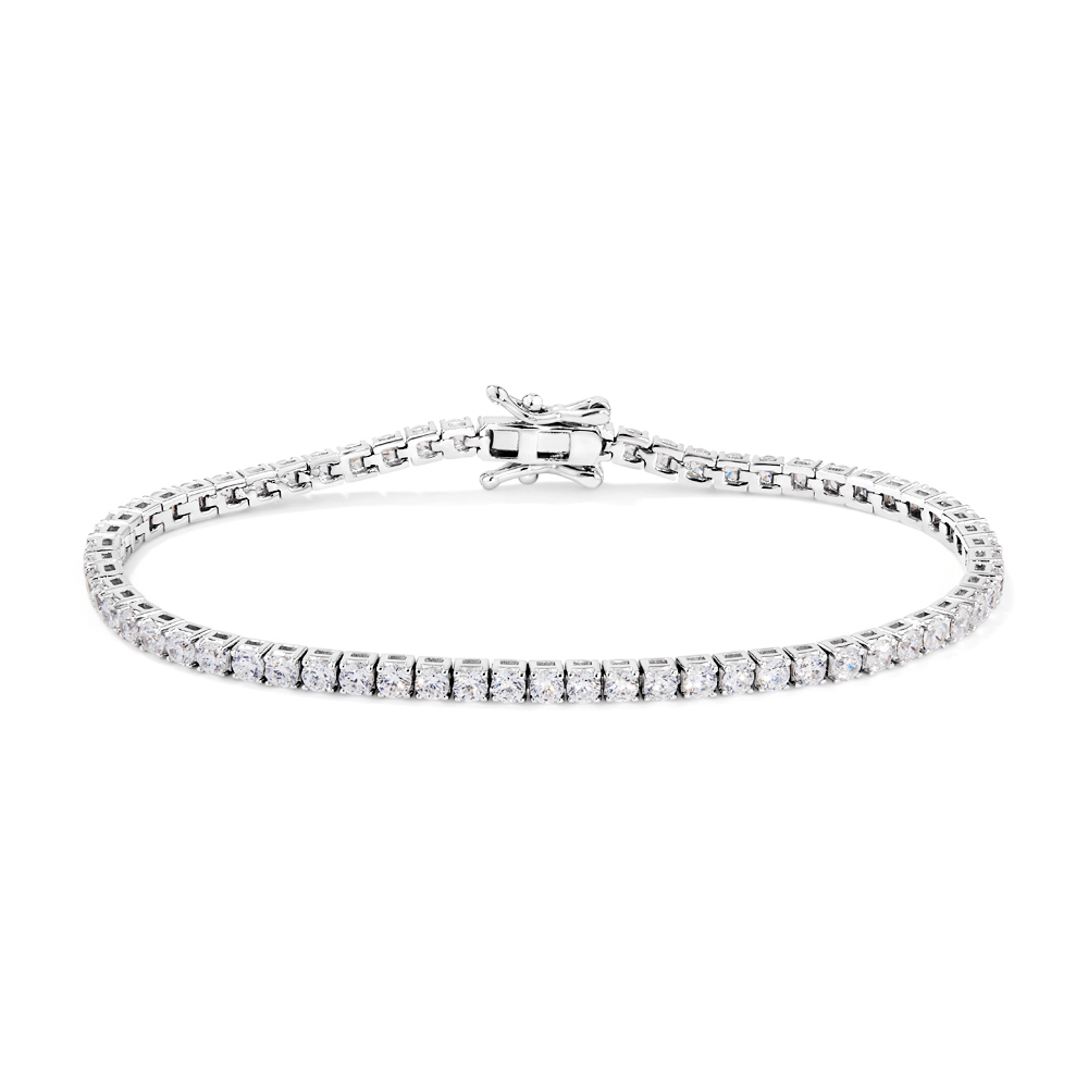 18cm 2.5cm Width Cubic Zirconia Tennis Bracelet in Sterling Silver Bracelets Bevilles 