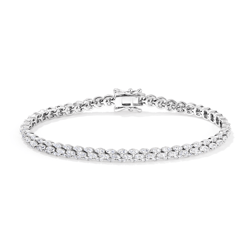 18cm 4mm Width 3 Row Links Cubic Zirconia Tennis Bracelet in Sterling Silver Bracelets Bevilles 