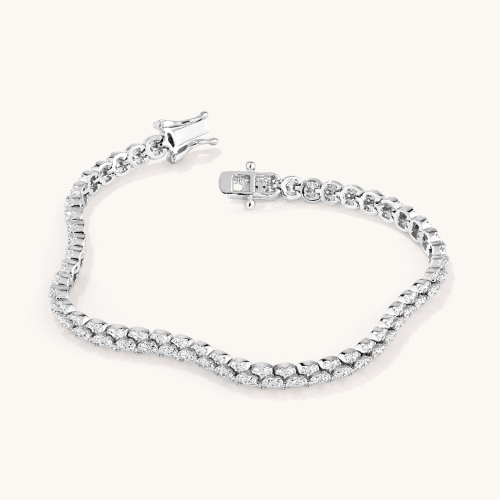 18cm 4mm Width 3 Row Links Cubic Zirconia Tennis Bracelet in Sterling Silver Bracelets Bevilles 