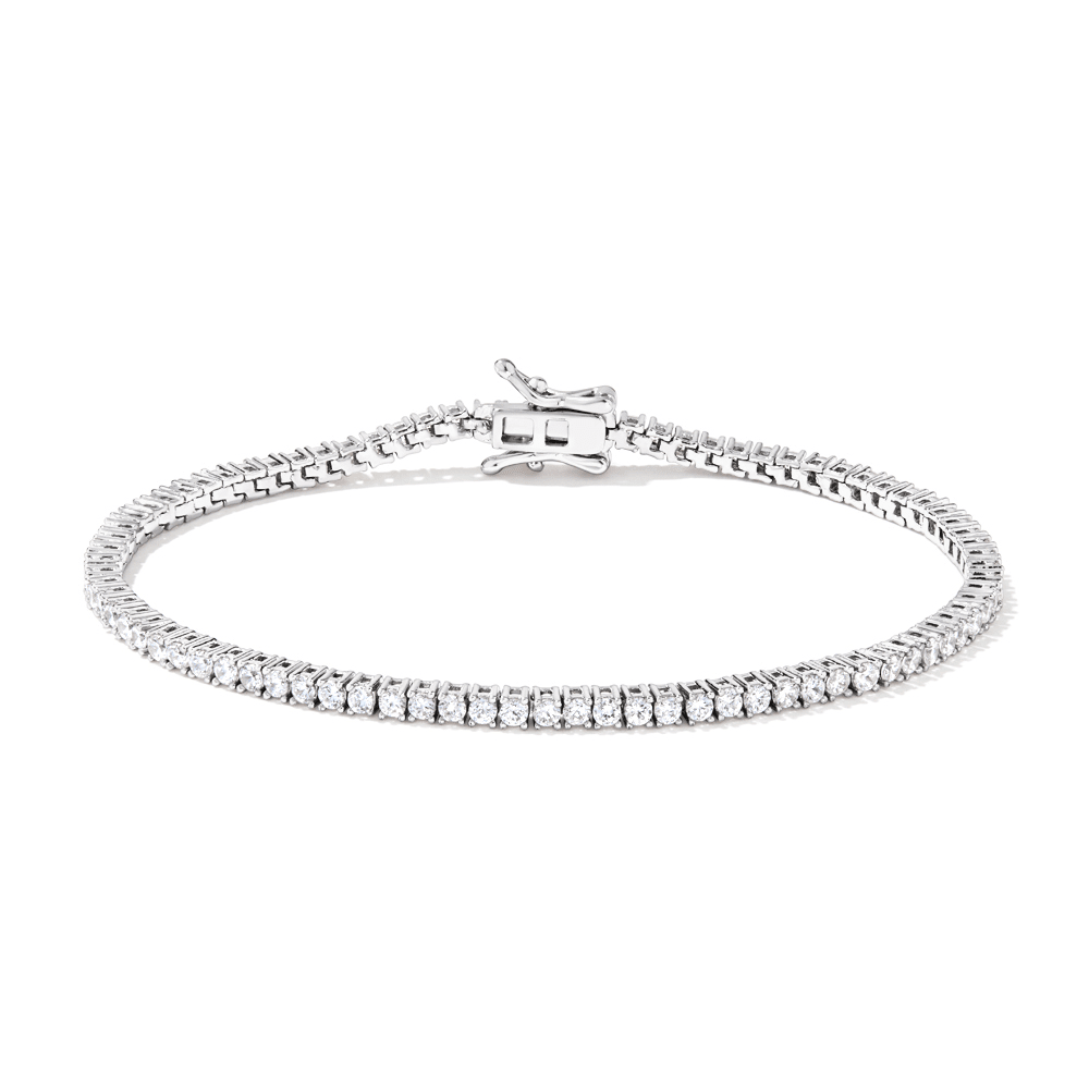 18cm 2mm Width Cubic Zirconia Tennis Bracelet in Sterling Silver Bracelets Bevilles 