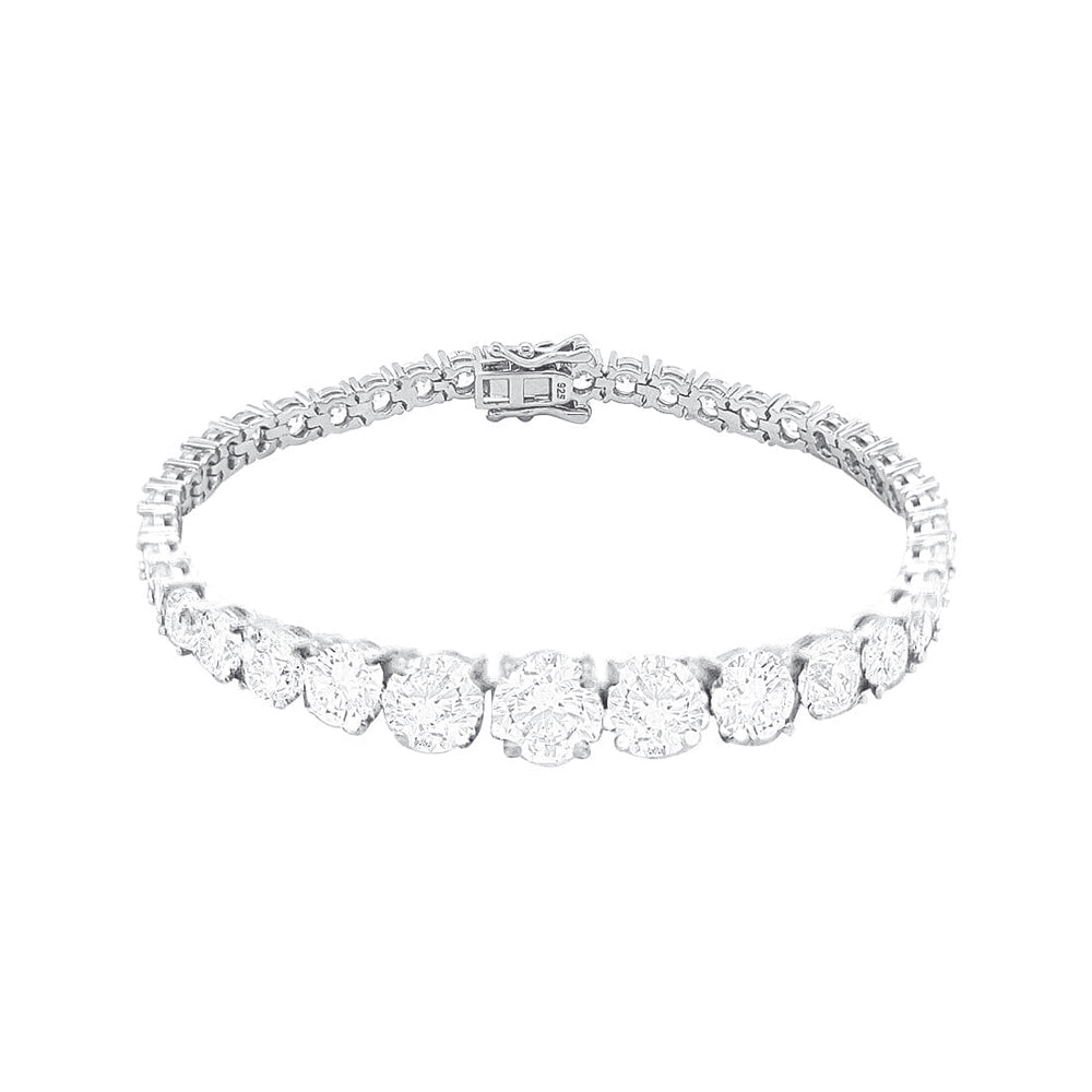 18cm Graduated Cubic Zirconia Tennis Bracelet in Sterling Silver Bracelets Bevilles 