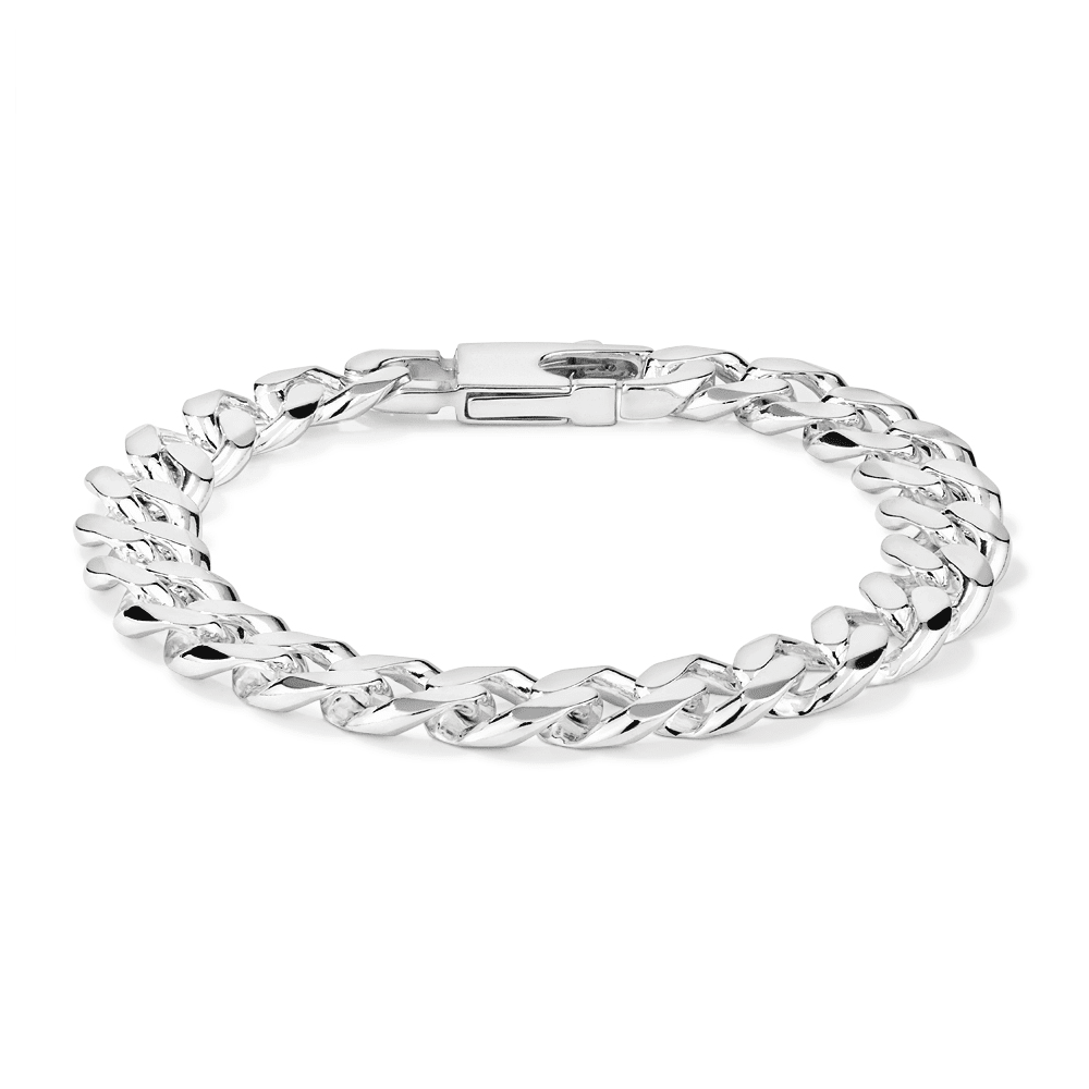23cm 11.5mm Width Curb Chain Bracelet in Sterling Silver Bracelets Bevilles 