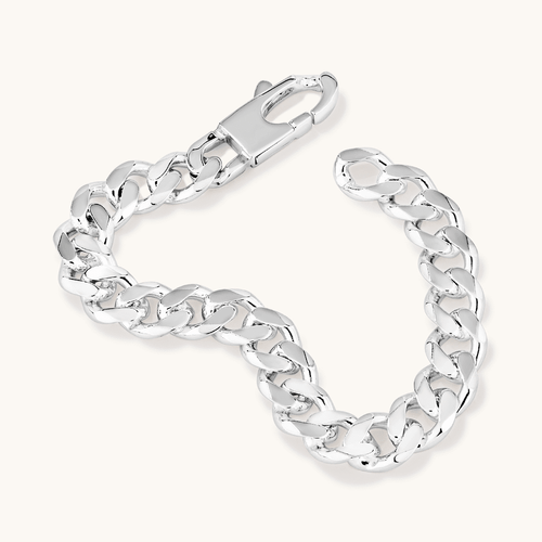 23cm 11.5mm Width Curb Chain Bracelet in Sterling Silver Bracelets Bevilles 