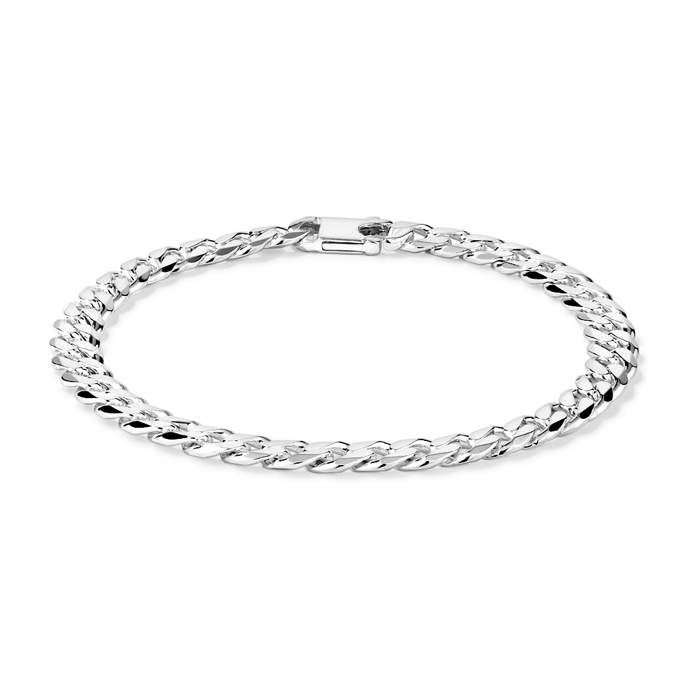 21cm 6.5mm Width Curb Chain Bracelet in Sterling Silver Pendants Bevilles 