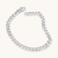 21cm 6.5mm Width Curb Chain Bracelet in Sterling Silver Pendants Bevilles 