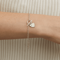 19cm Heart Charm Toggle Belcher Bracelet in Sterling Silver Bracelets Bevilles 