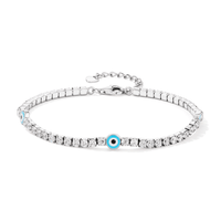 22cm Enamel Evil Eye Tennis Bracelet with Cubic Zirconia in Sterling Silver Bracelets Bevilles 