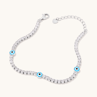 22cm Enamel Evil Eye Tennis Bracelet with Cubic Zirconia in Sterling Silver Bracelets Bevilles 