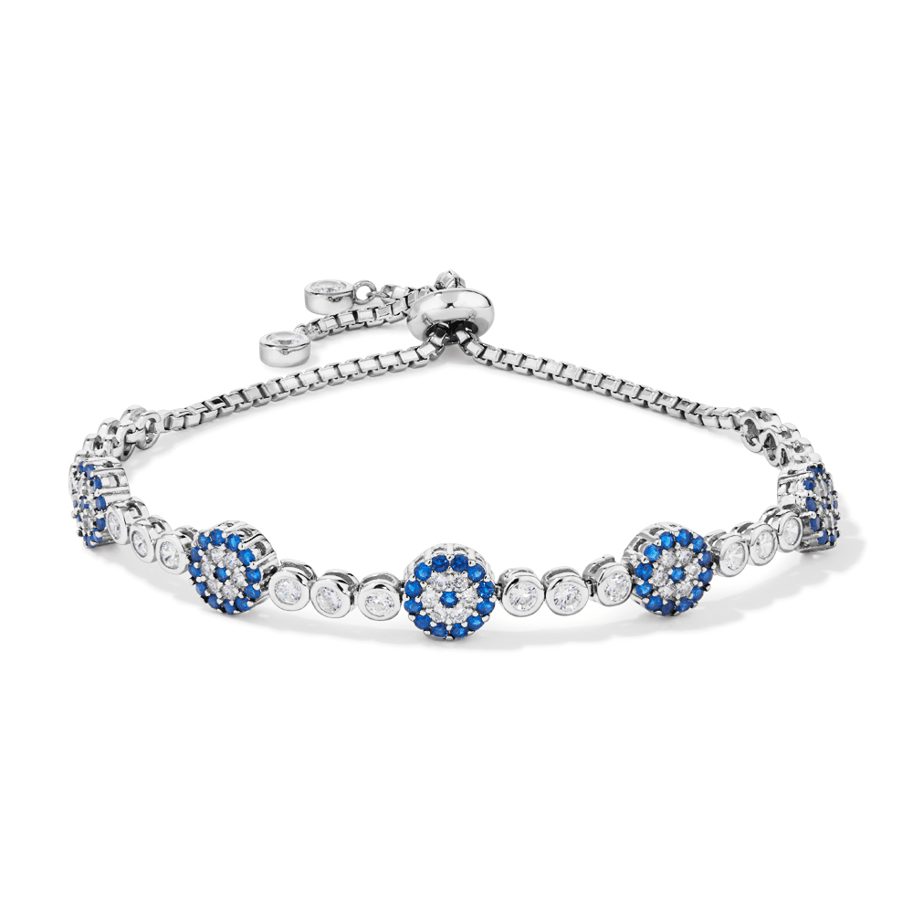 19cm Evil Eye Charm Bracelet in Sterling Silver Bracelets Bevilles 