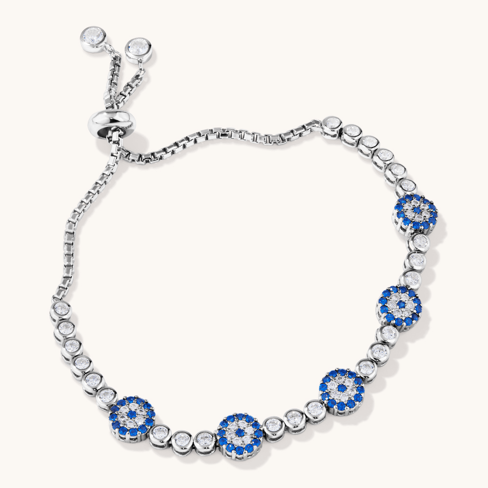 19cm Evil Eye Charm Bracelet in Sterling Silver Bracelets Bevilles 