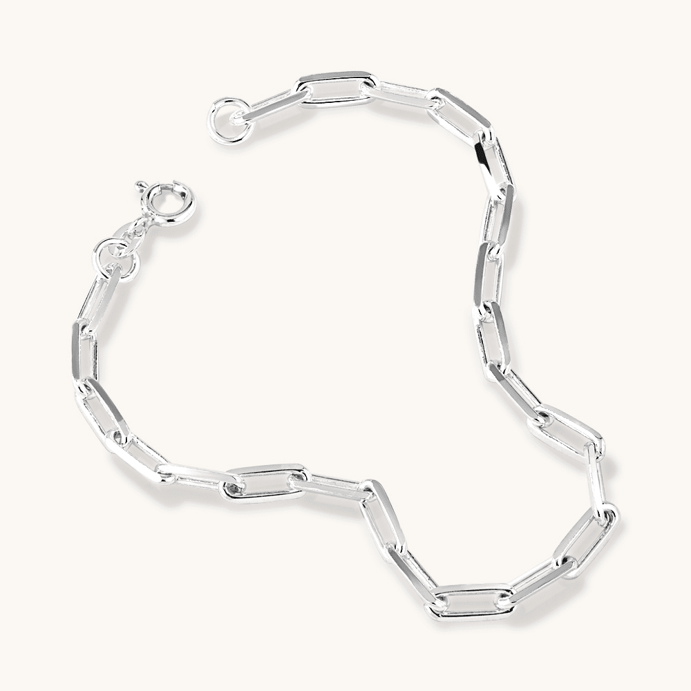 19cm Paperclip Bracelet in Sterling Silver Bracelets Bevilles 