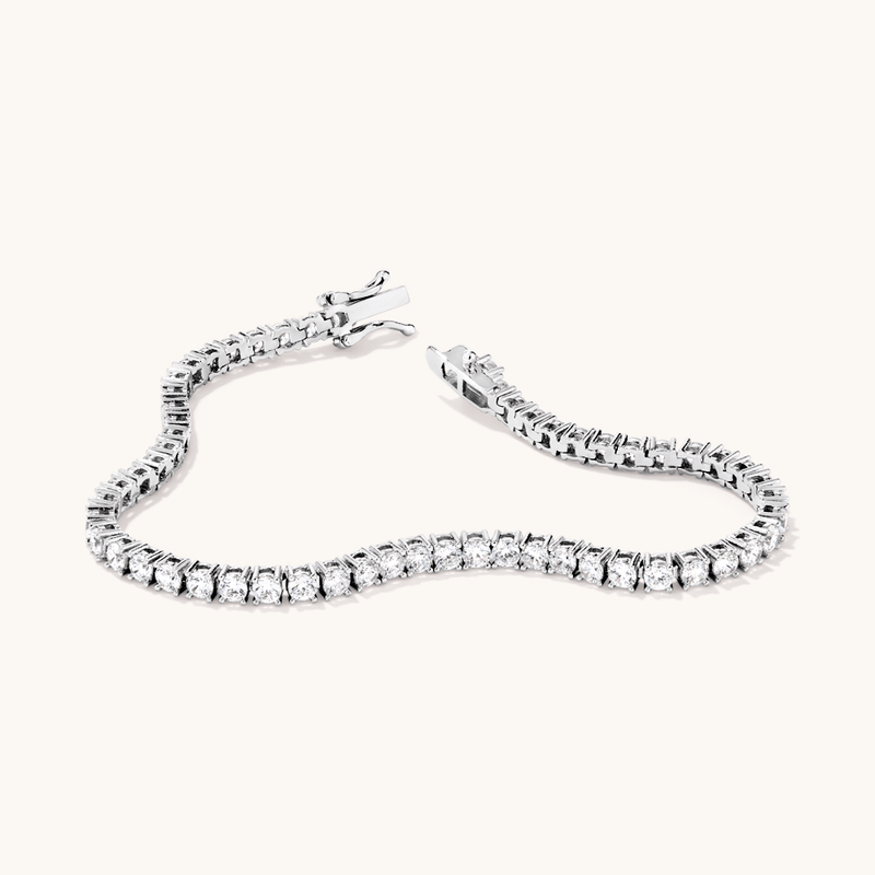 19cm 3mm Width Claw Set Cubic Zirconia Tennis Bracelet in Sterling Silver Bracelets Bevilles 