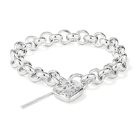 19cm 8mm Width Solid Filigree Heart Round Belcher Bracelet in Sterling Silver Bracelets Bevilles 