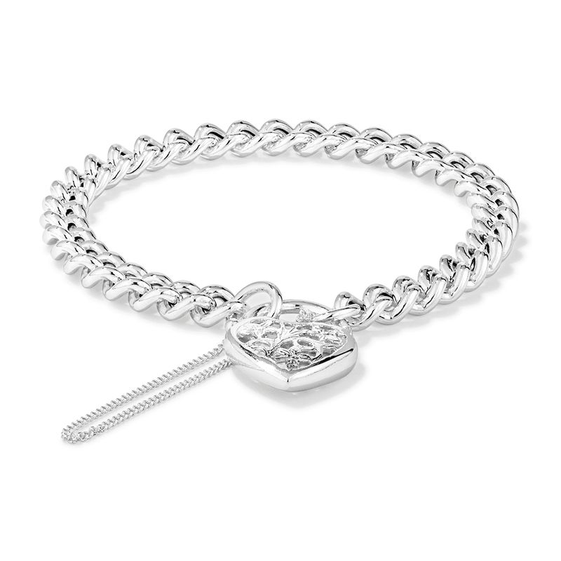 18cm Sterling Silver Padlock Bracelet – Bevilles Jewellers