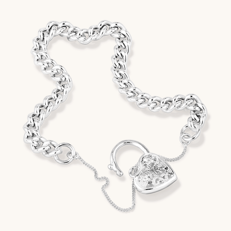 18cm Sterling Silver Padlock Bracelet – Bevilles Jewellers