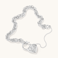 19cm Triple Oval Belcher with Heart Padlock Bracelet in Sterling Silver Bracelets Bevilles 