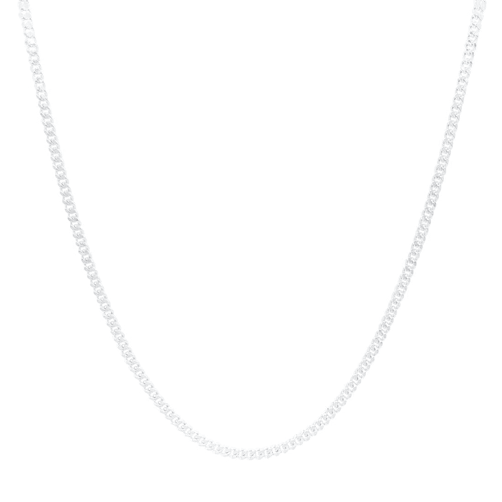 55cm 2mm Width Curb Chain Necklace in Sterling Silver Necklaces Bevilles 