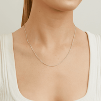 45cm 1mm-1.5mm Width Curb Chain Necklace in Sterling Silver Necklaces Bevilles 