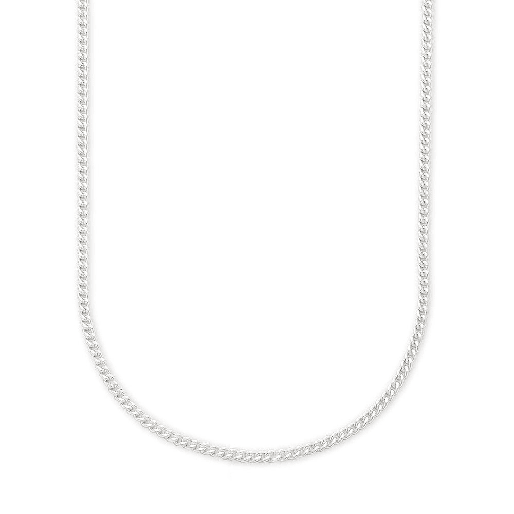 50cm 1mm Width Curb Chain Necklace in Sterling Silver Necklaces Bevilles 