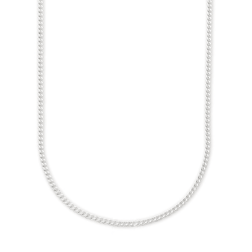 50cm 1mm Width Curb Chain Necklace in Sterling Silver Necklaces Bevilles 