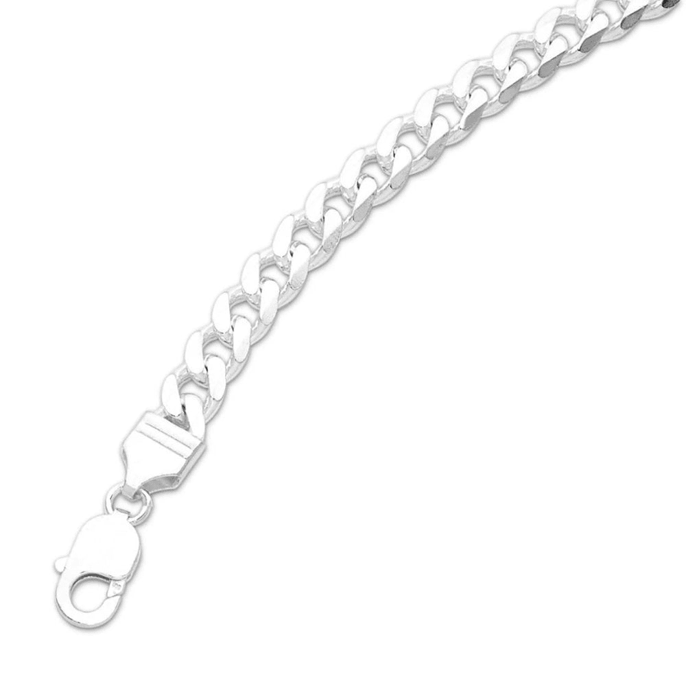 55cm 8mm Width Flat Curb Chain Necklace in Sterling Silver Necklaces Bevilles 