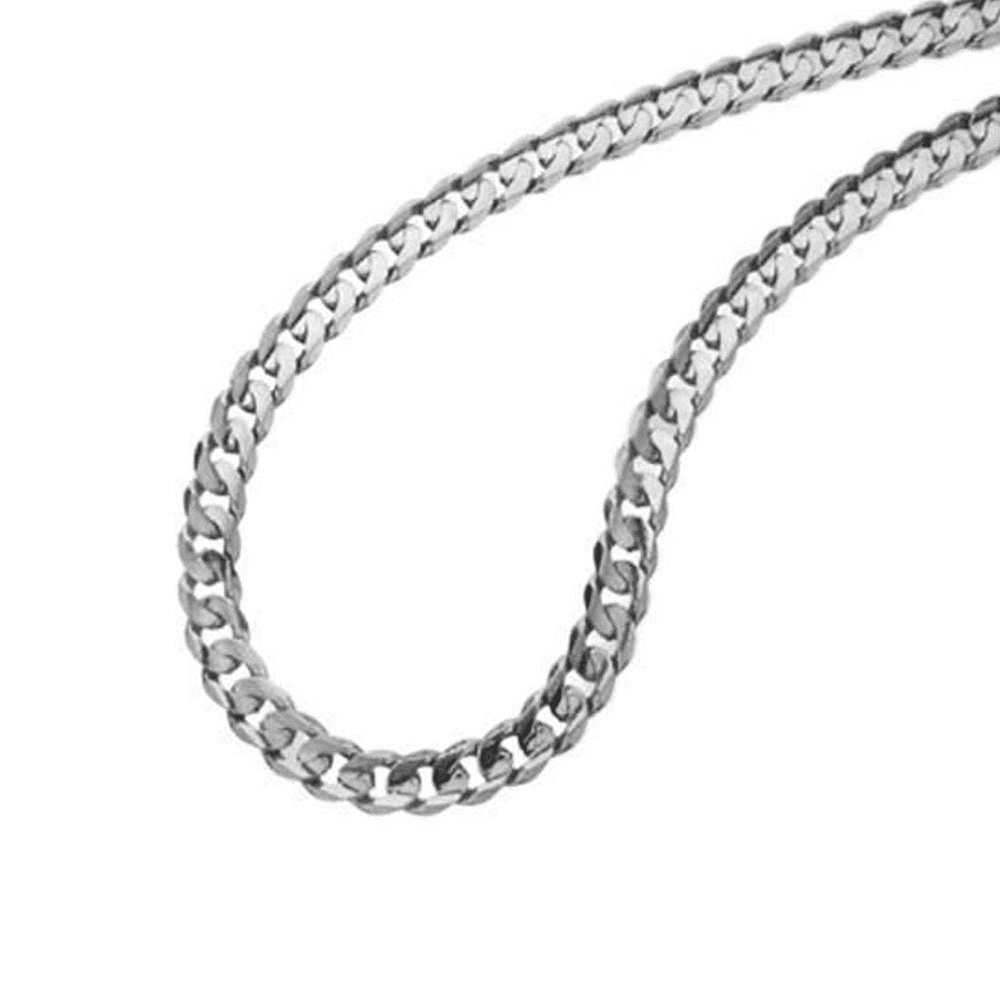 60cm 5.4mm Width Flat Curb Chain Necklace in Sterling Silver Necklaces Bevilles 