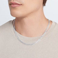 50cm 5.4mm Width Flat Curb Necklace in Sterling Silver Necklaces Bevilles 