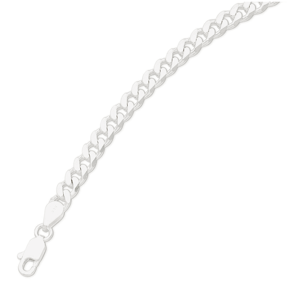 55cm 5.4mm Width Flat Curb Necklace in Sterling Silver Necklaces Bevilles 