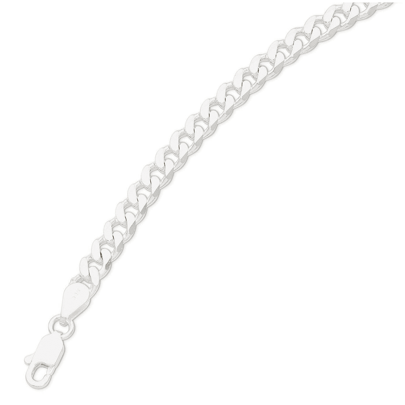 55cm 5.4mm Width Flat Curb Necklace in Sterling Silver Necklaces Bevilles 
