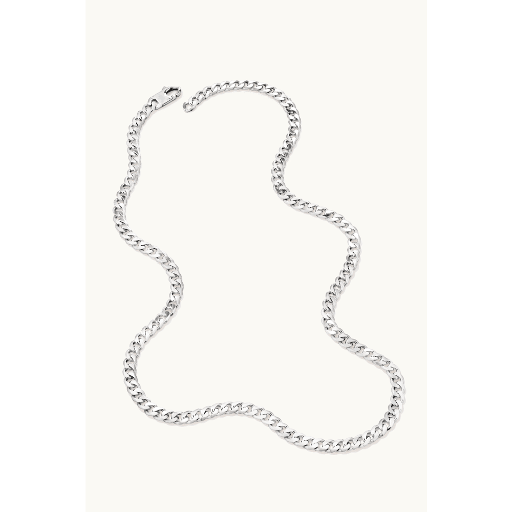 55cm 5.4mm Width Flat Curb Necklace in Sterling Silver Necklaces Bevilles 
