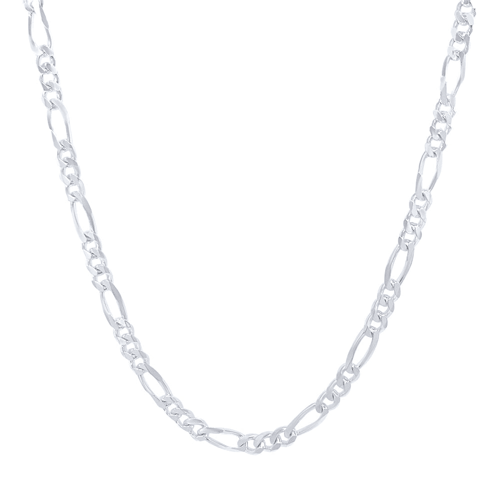 55cm 4mm Width Figaro Necklace in Sterling Silver Necklaces Bevilles 