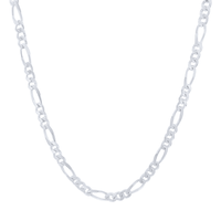 55cm 4mm Width Figaro Necklace in Sterling Silver Necklaces Bevilles 
