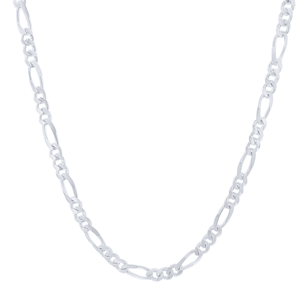 55cm 4mm Width Figaro Necklace in Sterling Silver Necklaces Bevilles 