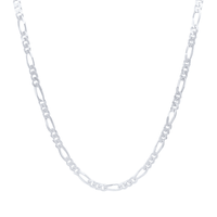 55cm 3.3mm Width Diamond Cut Figaro Necklace in Sterling Silver Necklaces Bevilles 