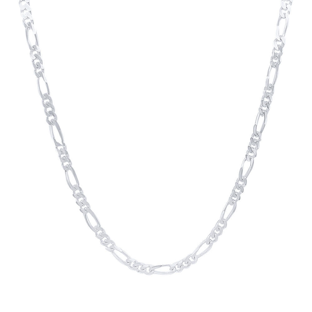 55cm 3.3mm Width Diamond Cut Figaro Necklace in Sterling Silver Necklaces Bevilles 