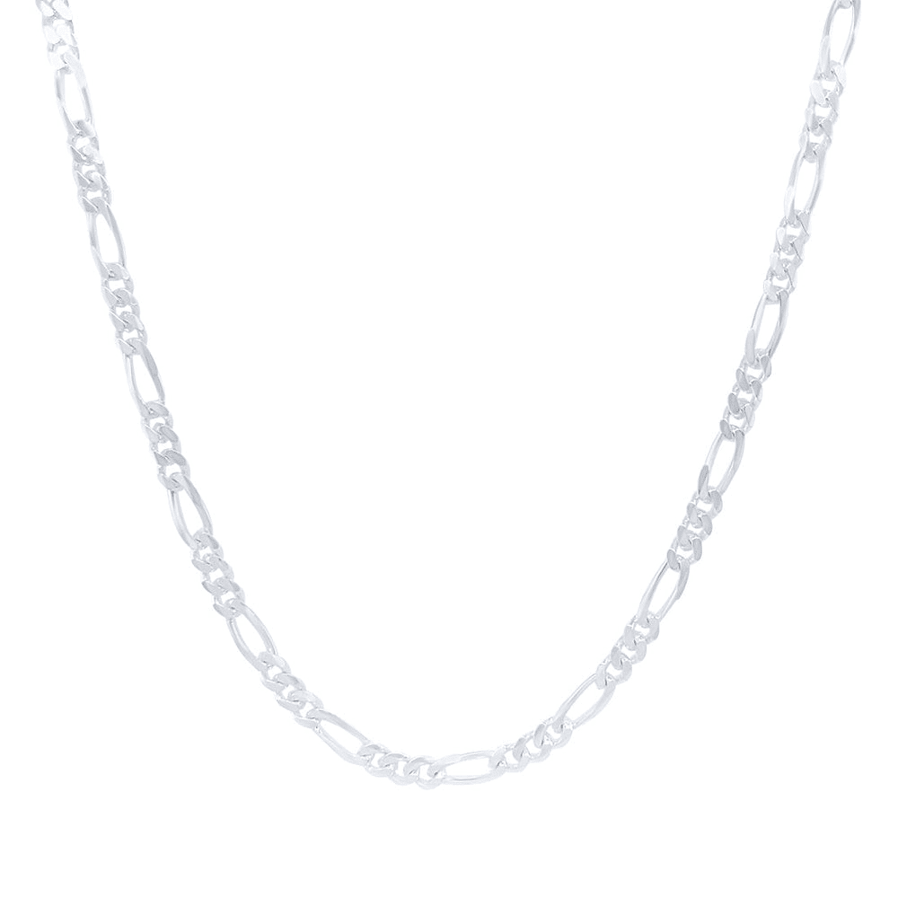 50cm 3.3mm Width Diamond Cut Figaro Necklace in Sterling Silver Necklaces Bevilles 