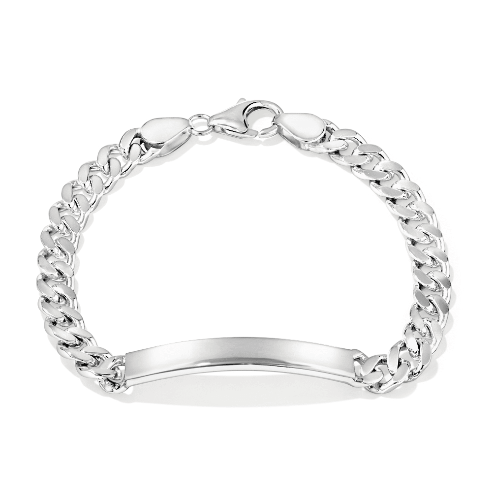 21cm Sterling Silver Men's Curb ID Bracelet Bracelets Bevilles 