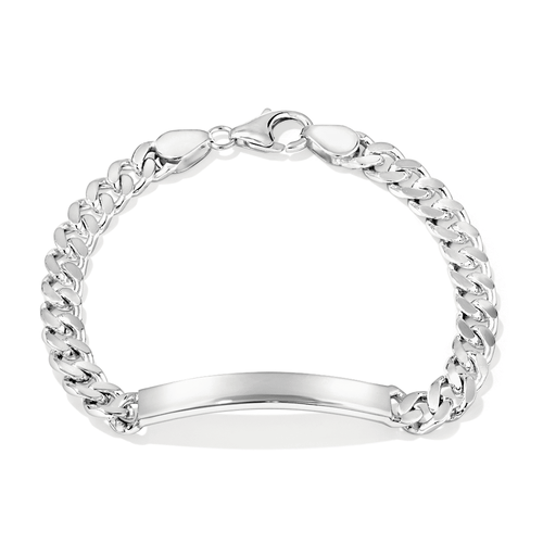 21cm Sterling Silver Men's Curb ID Bracelet Bracelets Bevilles 
