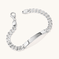 21cm Sterling Silver Men's Curb ID Bracelet Bracelets Bevilles 