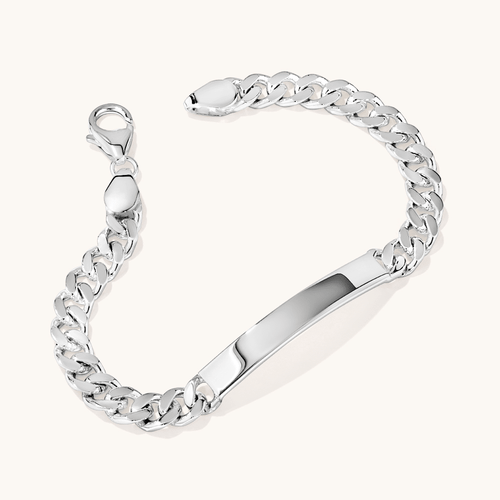 21cm Sterling Silver Men's Curb ID Bracelet Bracelets Bevilles 