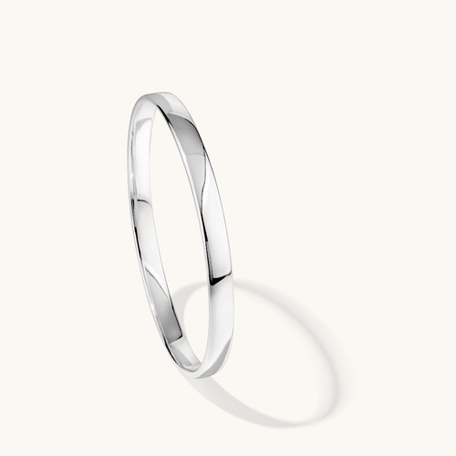66mm 6mm Width Hollow Plain Bangle in Sterling Silver Bangles Bevilles 