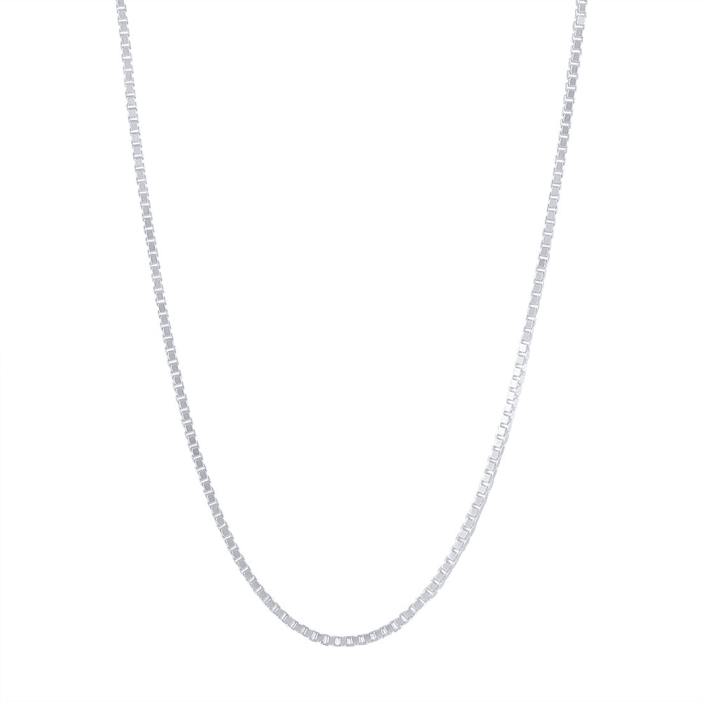 60cm 2mm Width Box Chain Necklace in Sterling Silver Necklaces Bevilles 