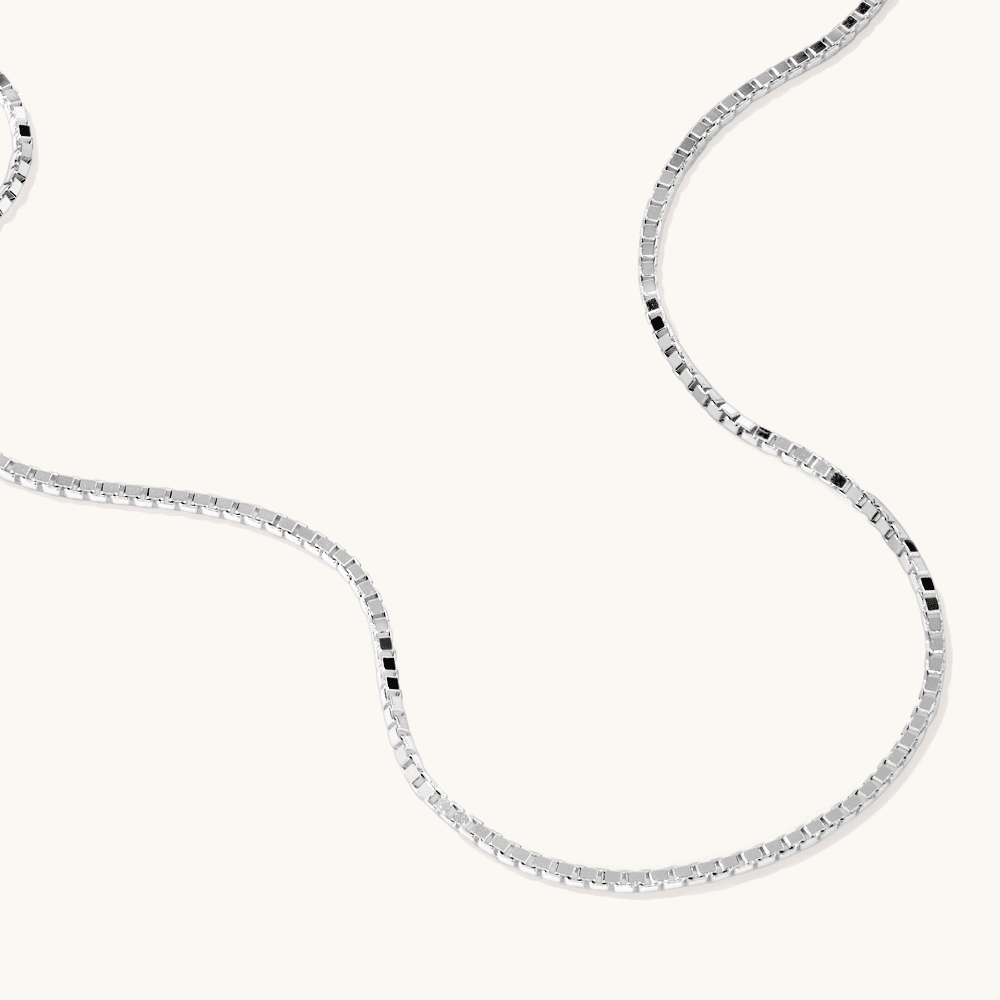55cm 1.5mm Width Box Chain Necklace in Sterling Silver Necklaces Bevilles 